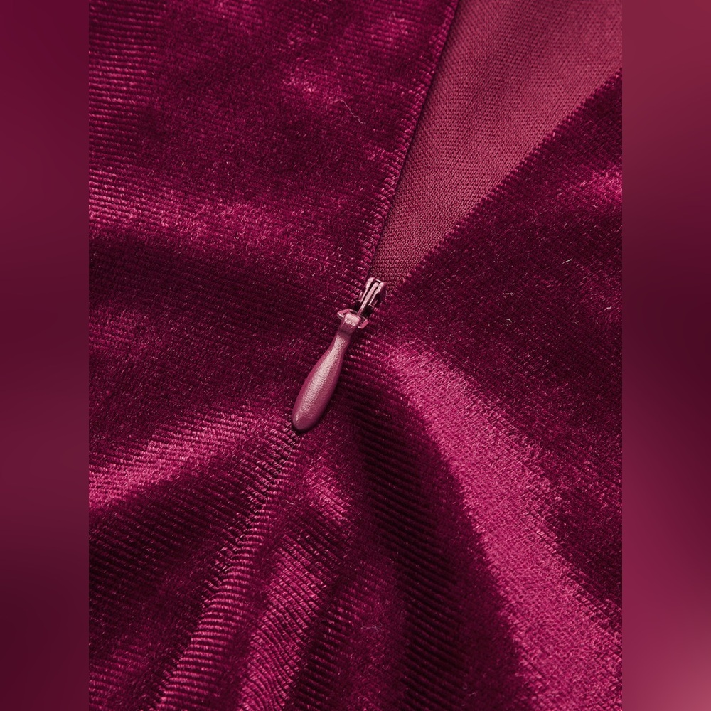 CoMMENSE Sleeveless Side Slit Velvet Mock Neck Maxi Dress NWT - Burgundy Large - Picture 5 of 11
